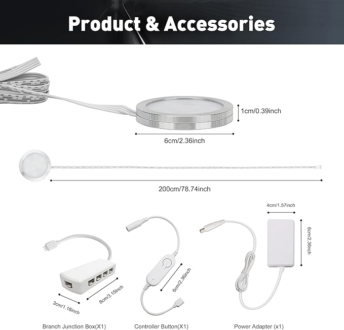 Cefrank Smart Puck Lights 6 Pack - [2700K-6000K Dimmable] WiFi Under Cabinet Lighting Kit, No Hub Alexa & Google Assistant Controlled, Easy Stick on Lights for Kitchen, Pantry, Closet & Safe