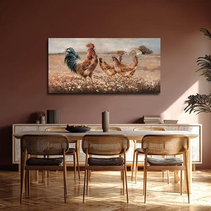 LEVERUP Animal Pictures Wall Decor Nature Pictures Wall Artwork Tan Wall Decor for Dining Room Bedroom Office Home Wall Decoratios 24×48 Inch