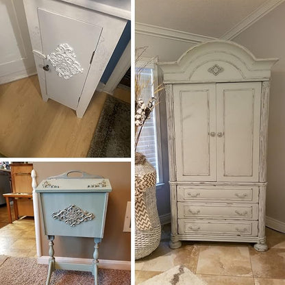 Wood Carved Appliques, 1Pc Wooden Decorative Onlays, MUXSAM Unpainted Furniture Center Decals for Cabinet Dresser Bed Door Wall Wardrobe Ceiling Decoration Home DIY Project, 25x15cm/9.84"x5.9"