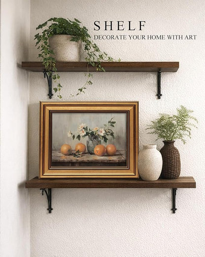 VIYYIEA Vintage Gold Framed Canvas Prints Wall Decor, Farmhouse Vintage kitchen Wall Art, Classical Oranges Still Life Paintings, Rustic Pictures for Dining Room Living Room Shelf, 8x10inch