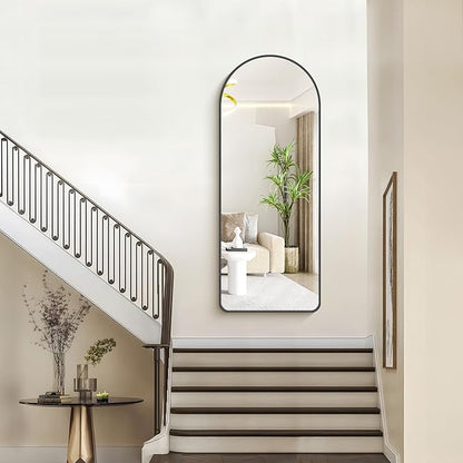 FORBATH Large Arched Wall Mirror 60x24 Inch, Black Arch Full Length Mirror with Aluminum Frame for Bedroom, Fireplace,Entryway,Living Room,Home Decor,Hanging or Leaning Against Wall