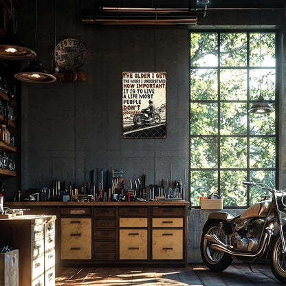 Biker Metal Sign Vintage Motorcycle Art Wall Decor Motorcycle Inspiration Tin Poster Home Garage Office Gas Station Classic Man Cave Bedroom Decor 12x16 Inch