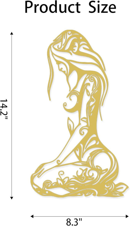 Xedatric Modern Abstract Metal Wall Art-Minimalist Line Sculpture for Bedroom,Living Room,Bathroom-Unique Metal Wall Decor for Home & Office(Gold)