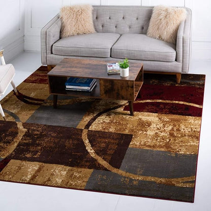Unique Loom Barista Collection Area Rug - Kouillou (4' 1" Square, Multi/ Brown)