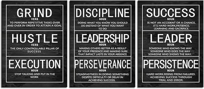 Inspirational Poster for Office Motivational Wall Art 3 Pieces Canvas Prints Artwork for Living Room Bedroom Modern Home Decor Painting Pictures Stretched and Framed Ready to Hang [36''Wx 16''H]