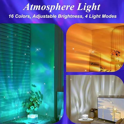 Northern Lights Projector Touch,16 Colors Changing Light Dimmable Mood Lighting, Cube Aurora Glow Lamps with Dynamic Ripple Effect, Remote Galaxy Light Projector for Bedroom Playroom Kids Teens Gifts