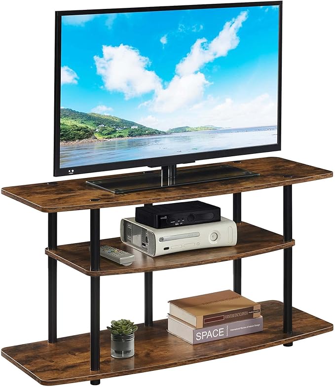 Convenience Concepts Designs2Go No Tools 3-Tier Wide TV Stand 42" - Entertainment Center for TVs up to 46 Inches, Modern TV Mount with Shelves for Living Room, Barnwood/Black