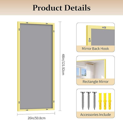 COFENY Gold Bathroom Mirror for Wall, 20x48 Inch Rectangle Mirror with Metal Frame, Modern Vanity Mirrors for Bathroom Living Room, Entryway Hangs Horizontal or Vertical