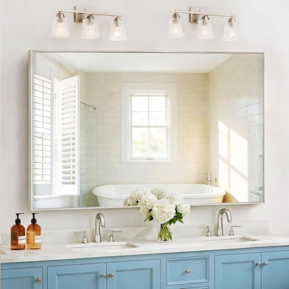 COFENY 36x55 inch Bathroom Mirror, Silver Rectangle Mirror with Thin Metal Frame, Large Rectangular Wall Mirrors for Bathroom, Living Room, Big Mirror Hang Horizontal/Vertical