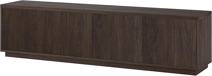 Henn&Hart Fluted TV Stand for TVs up to 85" with 2 Concealed Ribbed Storage Cabinets and Adjustable Shelves for Living Room, Family Room, or Office, Rich Brown