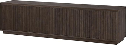 Henn&Hart Fluted TV Stand for TVs up to 85" with 2 Concealed Ribbed Storage Cabinets and Adjustable Shelves for Living Room, Family Room, or Office, Rich Brown