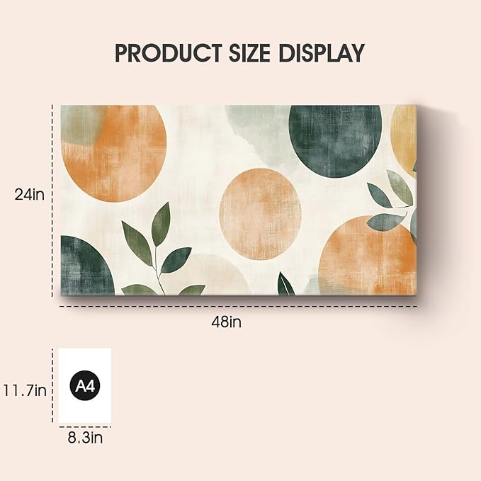 Iallbin Abstract Canvas Wall Art, Large Wall Art for Living Room, for Wall Modern Paintings Wall Decor Living Room (Abstract, Orange and beige, 48L x 24W)