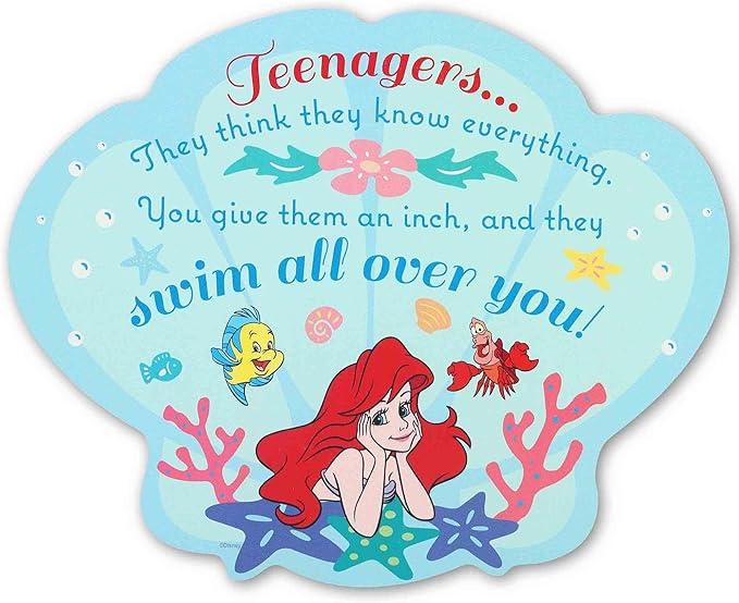 Open Road Brands Disney The Little Mermaid Teenagers Wood Wall Decor - Funny Sebastian Quote Wall Art with Undersea Scene