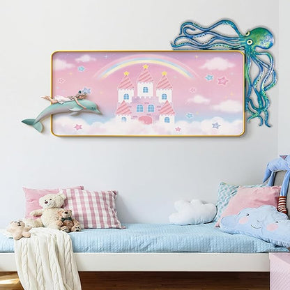 2025 4PCS Sea Turtle Door Frame Decoration, Ocean Door Frame Decoration Set Metal Turtle Octopus Starfish for Window, Shelf, Table, and Corner Sign Home Décor Accent