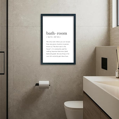YWMZYKJGS Bathroom Quotes Wall Decor 16"×11" for Toile Restroom Rules Sign Funny black and white Restroom Quotes Modren Bathroom Wall Hanging Art (Black)