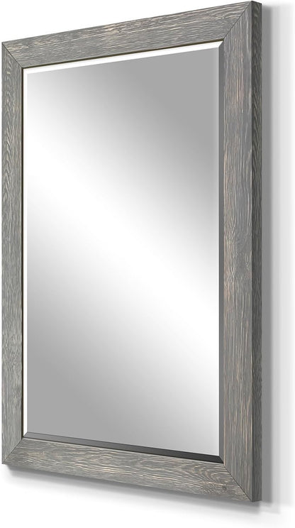 Wexford Home Gray Rustic Mirror Rectangular Barnwood Framed Wall Mirror for Home Decor, Vertical or Horizontal Hanging, 41x29