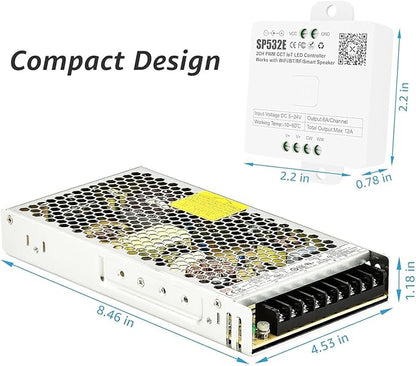 200W Low Voltage LED Power Driver Transformer with LED Controller, 24V DC Power Supply for Track Lighting, Dimmable & Control via App, Remote, Compatible Track Rails & Light Heads