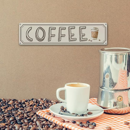 Vintage Coffee Sign Decor, Retro Metal Tin Sign, Home Kitchen Wall Decor, Farmhouse Decorations for Cafe, Coffee Station Decors Decorative Metal Wall Signs 15.8x4 Inches