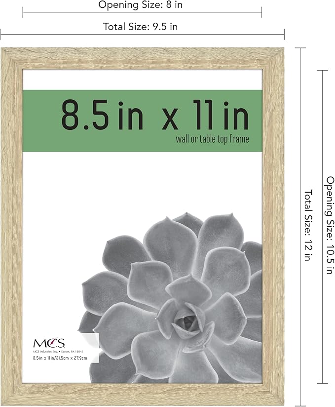 MCS Gallery Essential Certificate Document Frame Set, Gallery Wall Frames Fit 8.5 x 11 Diplomas, Documents & Certificates, Natural Woodgrain, 2-Pack