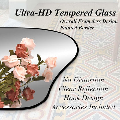 Irregular Mirror Full Length, 67"x31" Asymmetrical Tempered Glass Mirrors, Modern Large Organic Frameless Mirrors for Living Room Bedroom Hallway Entryway, Horizontal or Vertical Hanging
