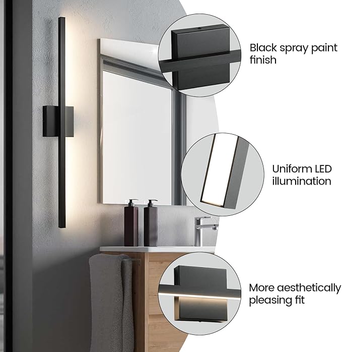 Epinl Black LED Vanity Light for Bathroom, 5CCT 32 inch Dimmable Bathroom Light Fixture Over Mirror, Modern Vanity Lighting Bar, Bath Wall Light for Bathroom Bedroom, ETL Certificated