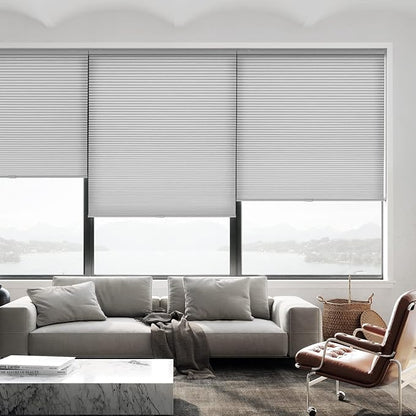 LazBlinds Cordless Cellular Shades, Light Filtering Honeycomb Shades for Home, Thermal Insulation Noise Reduction Blinds for Windows, 44'' W x 48'' H, Grey