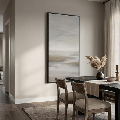 Large Framed Neutral Abstract Wall Art, Modern Vertical Canvas Prints Paintings Artwork for Walls, Grey Brown Minimalist Landscape Pictures Wall Decor for Hallway Living Room Dining Room, 30x60 In