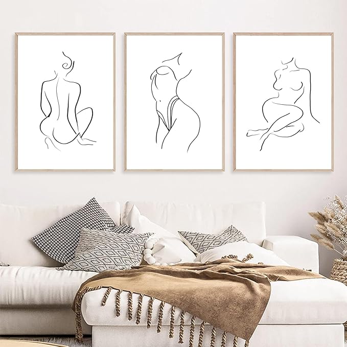Minimalist Line Wall Art Woman Body Outline Wall Art Prints Women Figure Drawing Painting Body Line Art Wall Decor Female Wall Art Abstract Woman Silhouette Canvas Aesthetic 12x16x3 Inch Unframed