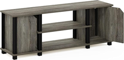 Furinno Brahms TV Stand Entertainment Center with Shelves and Storage for TV Size up to 45 Inch, French Oak/Black
