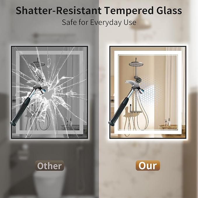 30"x36" LED Bathroom Mirror with Lights, Front & Backlit, Anti-Fog, Dimmable, 3 Color Temperature, CRI 90+, LED Mirror for Bathroom with Premium Full Aluminum Frame, Touch Control with Memory
