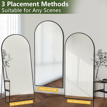 MELOMOIR Arched Oversized Floor Mirror, 81"x41", Full Body Mirror for Bedroom/Living Room, Black Frame with Tempered Glass, Wall Mirror Full Length