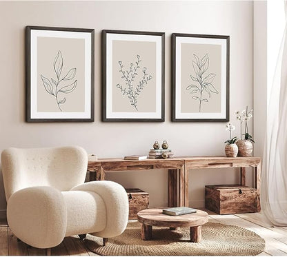 Botanical Wall Art Decor Neutral Wall Decor Boho Beige Canvas Wall Art Botanical Minimalist Pictures Neutral Prints Beige Posters Boho Artwork for Room Bedroom 16x24x3 Inch Wood Framed