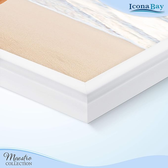 Icona Bay Combination White Picture Frames Set - 10 PC (Five 4x6, Three 5x7, Two 8x10), Classy Contemporary Style, Maestro Collection for Wall Gallery
