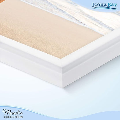 Icona Bay Combination White Picture Frames Set - 10 PC (Five 4x6, Three 5x7, Two 8x10), Classy Contemporary Style, Maestro Collection for Wall Gallery