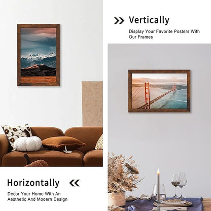 iRahmen 11x17 Picture Frame with Plexiglass - Wooden Poster Frame for Photo Wall Gallery Mounting (Dark Brown, Set of 2)