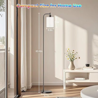 SIBRILLE RGB Floor Lamp with Linen Shade, Dimmable Tall Standing Lamp with Remote Control, Color Changing Floor Lamps for Living Room Bedroom Gaming Room, 9W RGB Bulb Included