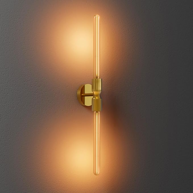ALAMPEVER Modern Linear Wall Sconce with LED Bulb Included, Dimmable Minimalist Wall Light for Bathroom, Bedroom, Living Room & Hallway, 1 Pack