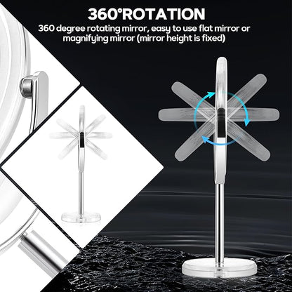 MIYADIVA Makeup Mirror, 30X Magnifying Mirror for Desk, 1X/30X Table Mirror with Stand, Double-Sided Vanity Mirror, Travel Makeup Mirror with Magnification, Desk Mirrors for Home and Office 8 in