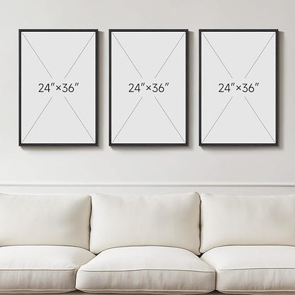 Large 3D Textured Framed Abstract Wall Art for Living Room, Set of 3 Modern White Paintings Artwork for Walls, Minimalist All White Geometric Pictures for Bedroom Hallway Office Wall Decor 24x36 In