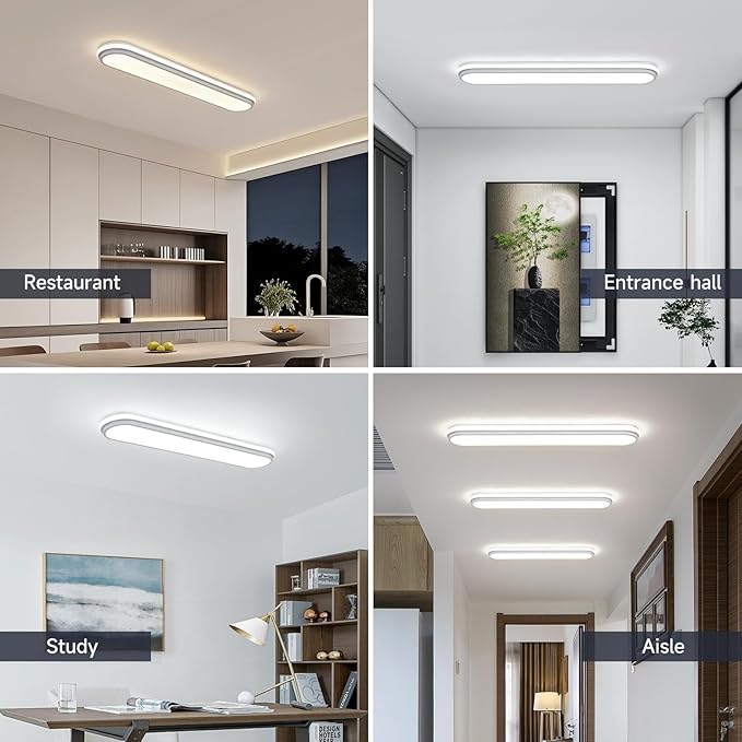 Smart LED Flush Mount Ceiling Light,28.3 Inch 45W Dimmable Modern Linear Metal Wraparound Lamp with Remote Control,Bright Energy Efficient Lighting Fixture for Kitchen Dining Room
