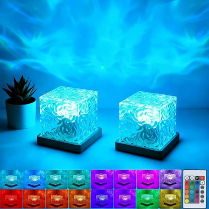 2Pack Aurora Ocean Wave Lights Projector,16 Colors 4 Modes Northern Lights Dimmable Ambient Mood Lighting for Shower,Crystal Color Changing Night Light for Bedroom Playroom Bathroom (Large)
