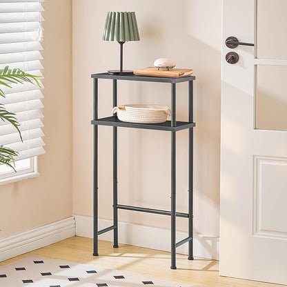 HOOBRO Narrow Console Table for Small Space, Set of 2, 15.7" Entryway Table with Storage, 2 Tier Sofa Table with 2 Shelves, Skinny Console Tables for Entryway, Hallway, Foyer, Black BB40XGP201
