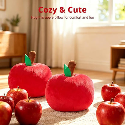 LANPU Cute Apple Shaped Plush Pillow – Soft Fruit Cushion for Couch, Sofa, or Bed, Adorable Decorative Throw Pillow for Room, Living Room & Home Decor (8 Inch, Red)