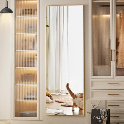 Koonmi 64"x21" Floor Mirror Full Length, Bedroom Floor Body Mirror with Stand, Large Gold Mirror, Leaning, Standing or Hanging Horizontally/Vertically