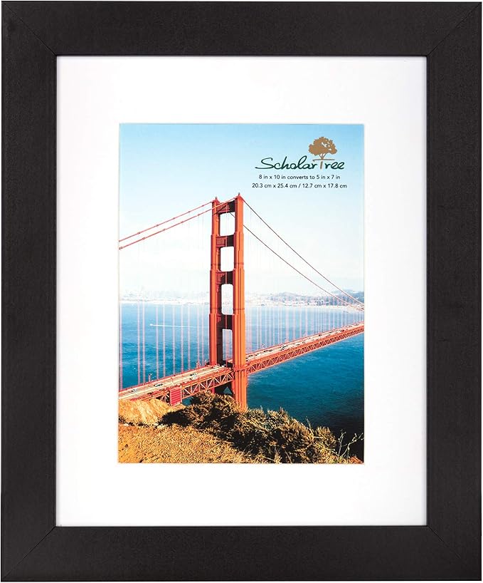 Rustic Picture Frame with Mat (Black, 8x10 inches)