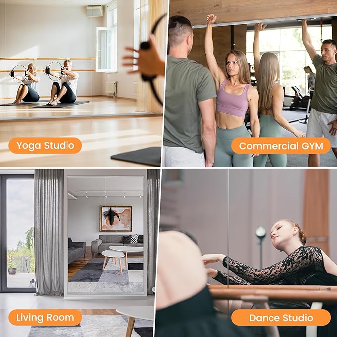Peegel Home Gym Mirror - 56''x22''(2PCS) Large Frameless Tempered Glass Workout Mirrors for Home Gym Wall,Yoga,Garage,Dance