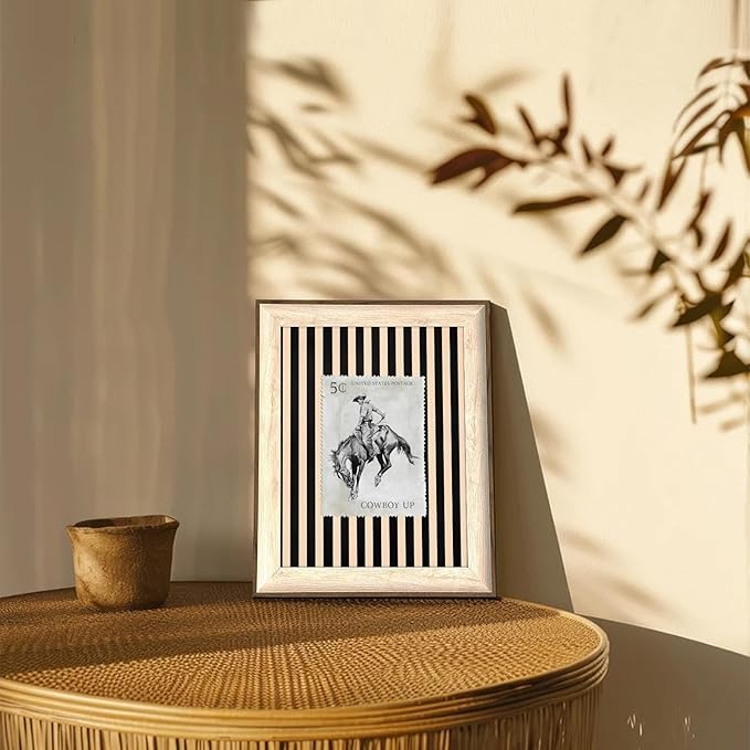 uniro Vintage Western Framed Wall Art, Vintage Cowboy Up Canvas Art Prints Painting, Antique Western Rodeo Decor with Stripes, Rustic Stamp Poster Ranch Cowboy Frame Art for Bedroom, Gallery, Living Room, Office,Desktop Decor - 10x12Inch
