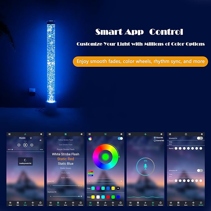 Bubble Tube Floor Lamp – Works with Various Controllers, Color-Changing Aquarium Mood Light for Visual Stimulation & Relaxation in Home, Sensory Rooms & Therapy Clinics (4FT Bubble Lamp)