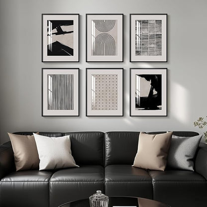 Framed Black and White Abstract Wall Art, 6 Pieces Modern Prints Paintings Artwork for Walls, Minimalist Abstract Pictures for Living Room Bedroom Dining Room Office Bathroom Wall Decor 11x14 Inch