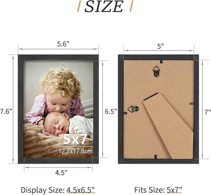 ATOBART 5x7 Black Wood Photo Frame,6 Pack Picture Frames Plexi Glass front Wall Hanging Gallery for Wall and Tabletop Display,set of 6